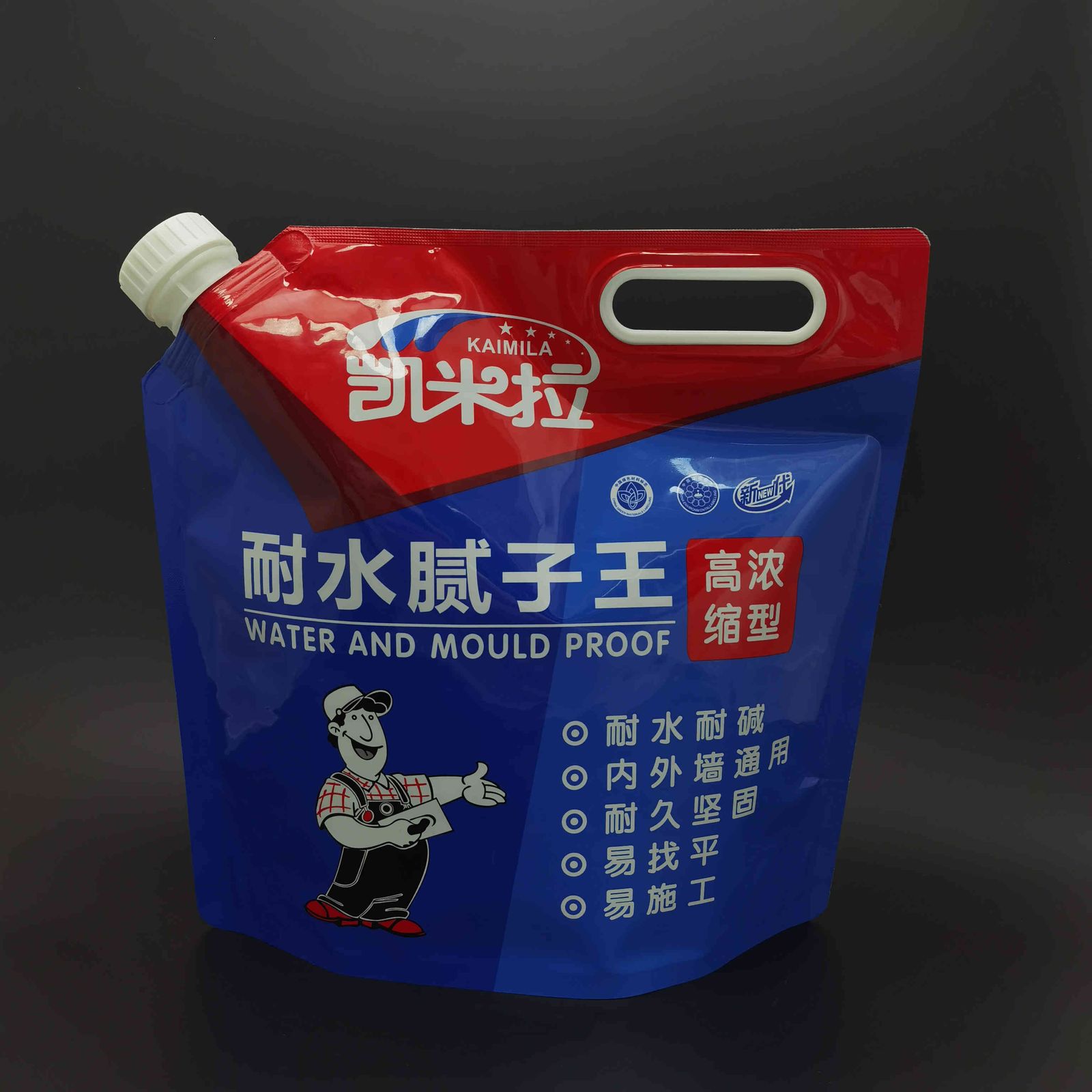 5L自立吸嘴袋耐水腻子耐碱内外墙通用建材材料液体手提包装袋大小口径旋盖