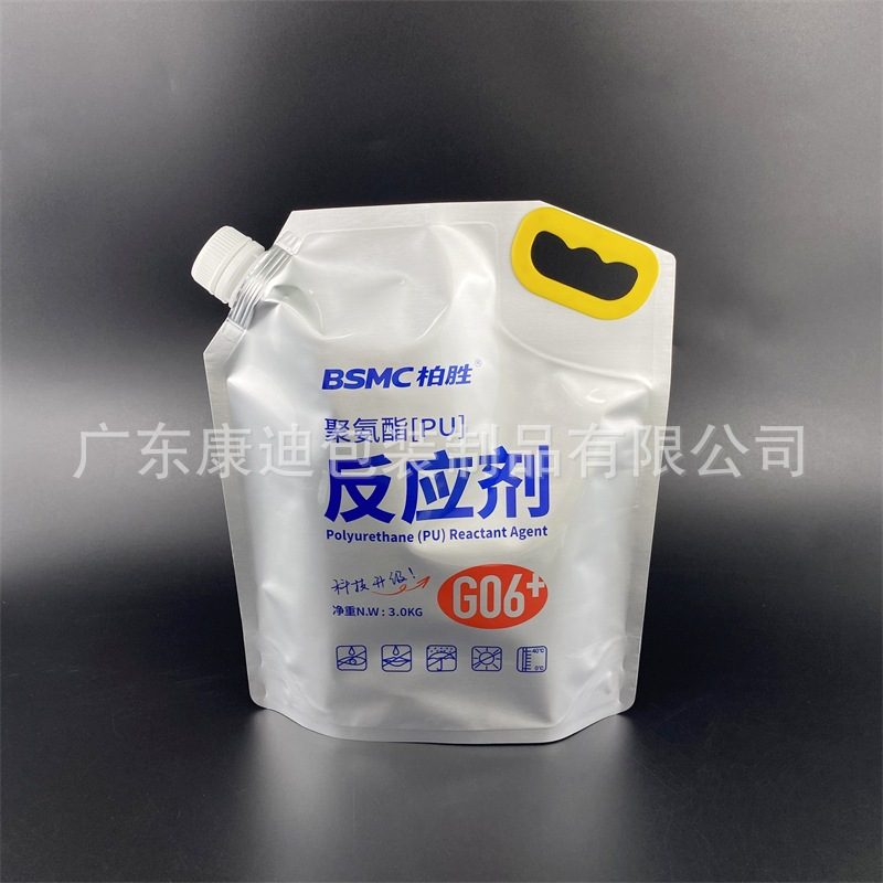 5L带手提旋口液体包装袋 瓷砖背胶自立袋