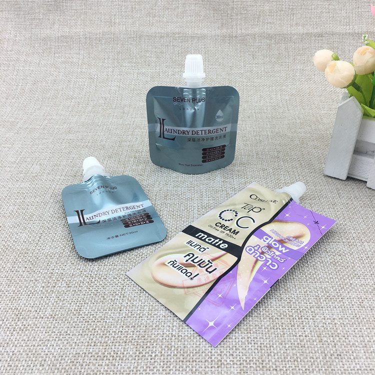磨砂吸嘴液体包装袋：30ml洗衣液与25g精油分装