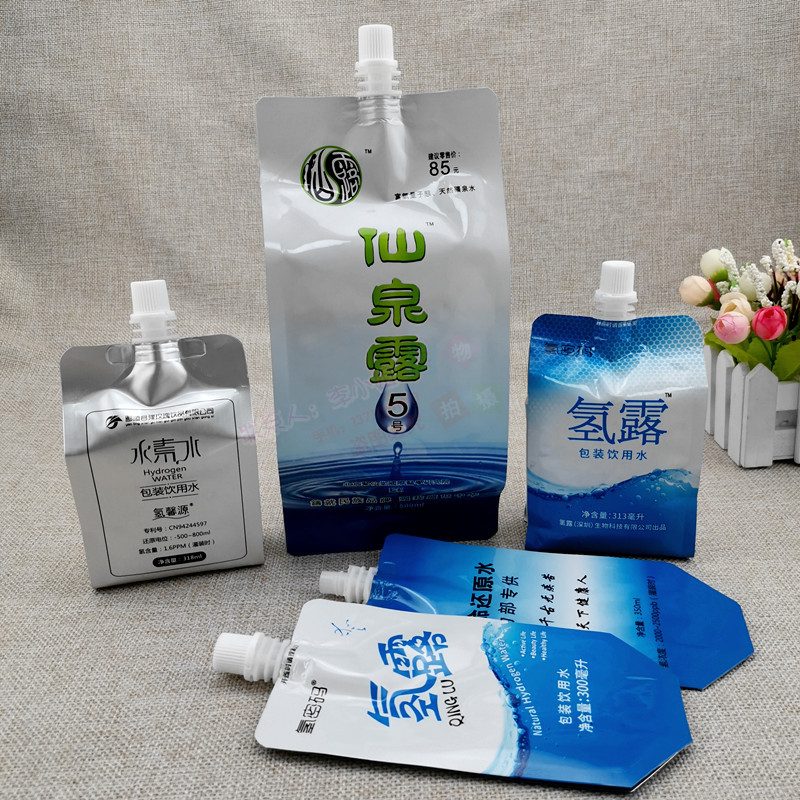 Four-Side Seal Aluminum Foil Spouted Pouches for Hydrogen Water and Mineral Water