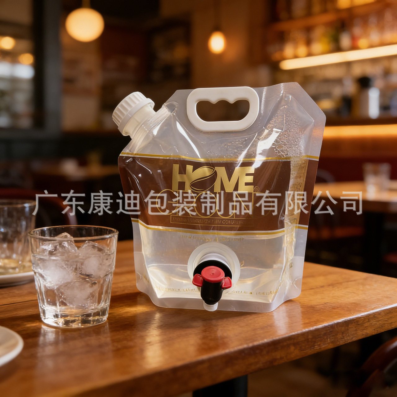 5L酱油液体包装袋 四边封带吸嘴 | 东莞康迪包装